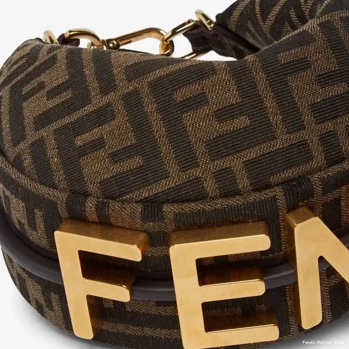 Affordable FF Motif Brown Fendigraphy Fabric Hobo Fendi In Bag Mini 0428